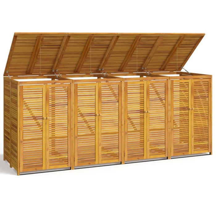 Magazie pubelă gunoi cvadruplă, 280x89x117 cm lemn masiv acacia - WALTI WALTI