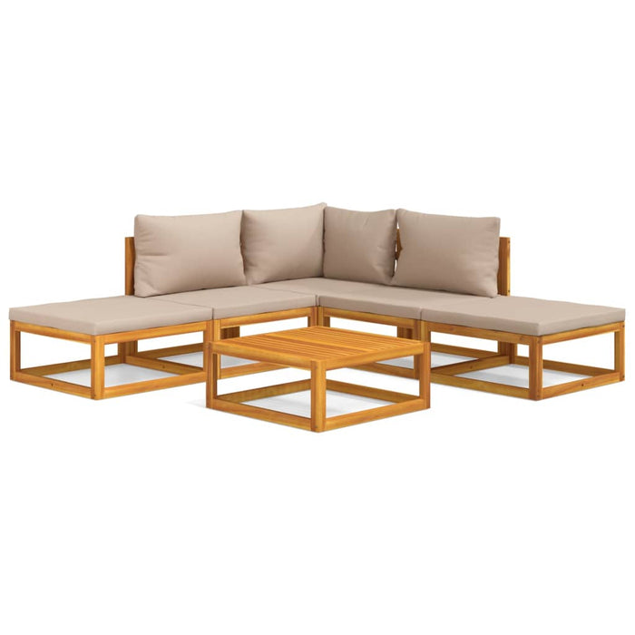 Set mobilier de grădină cu perne gri taupe, 6 piese, lemn masiv WALTI