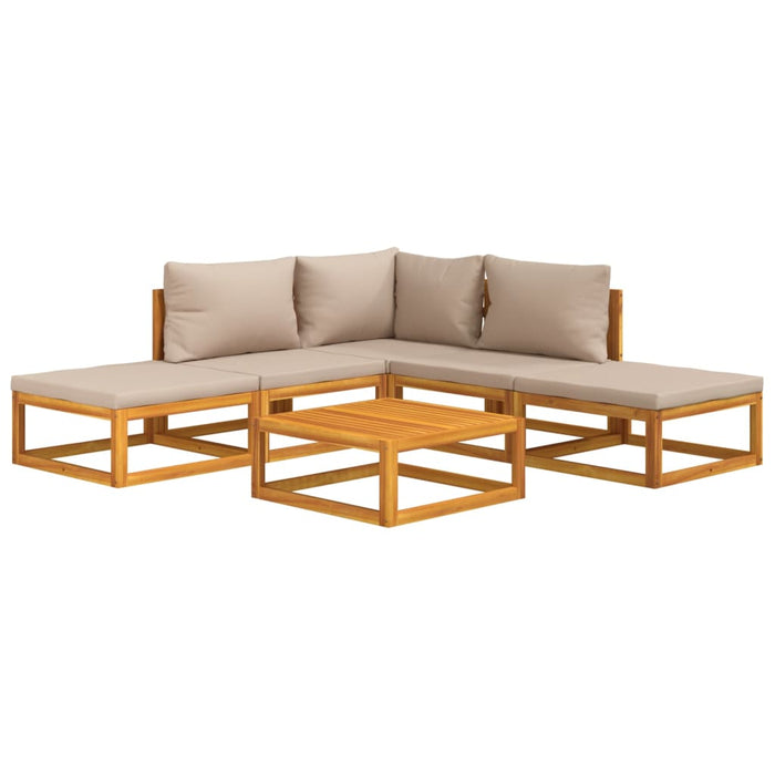Set mobilier de grădină cu perne gri taupe, 6 piese, lemn masiv WALTI
