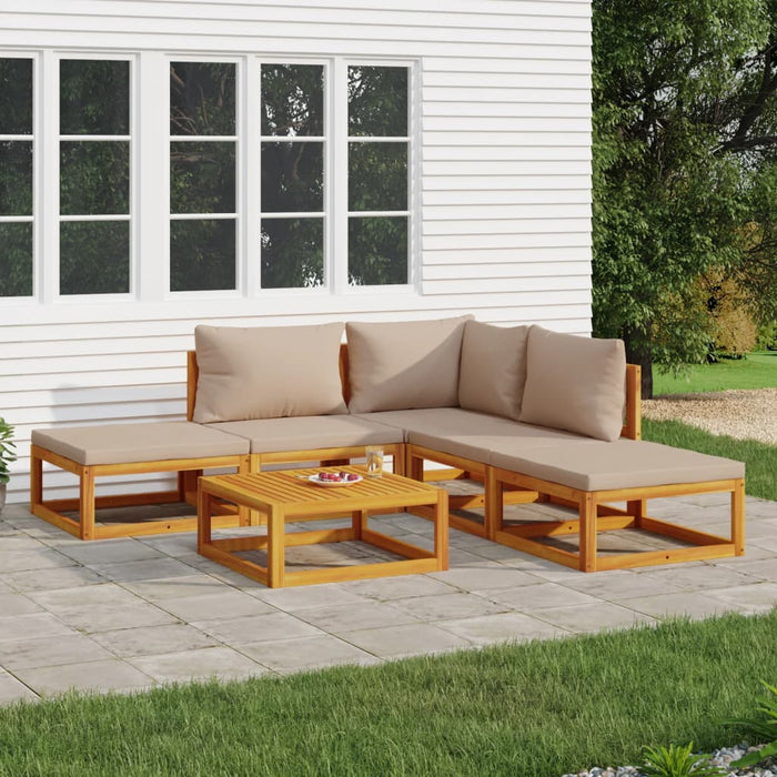 Set mobilier de grădină cu perne gri taupe, 6 piese, lemn masiv WALTI