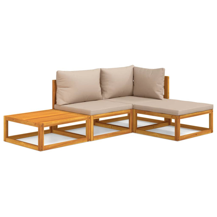 Set mobilier de grădină cu perne gri taupe, 4 piese, lemn masiv WALTI