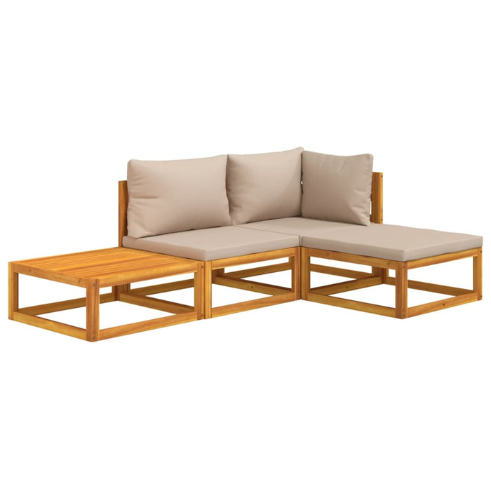 Set mobilier de grădină cu perne gri taupe, 4 piese, lemn masiv WALTI