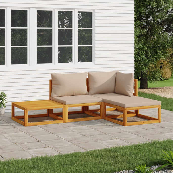 Set mobilier de grădină cu perne gri taupe, 4 piese, lemn masiv WALTI