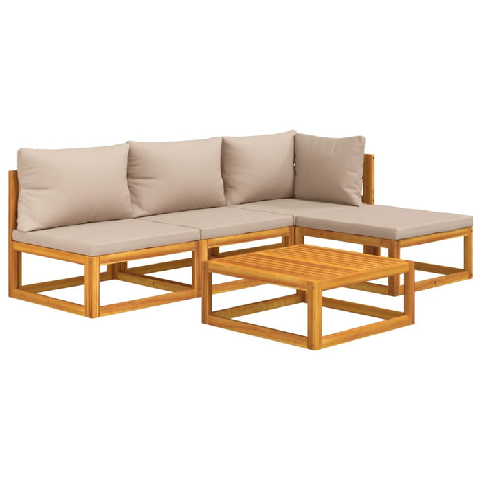 Set mobilier de grădină cu perne gri taupe, 5 piese, lemn masiv WALTI