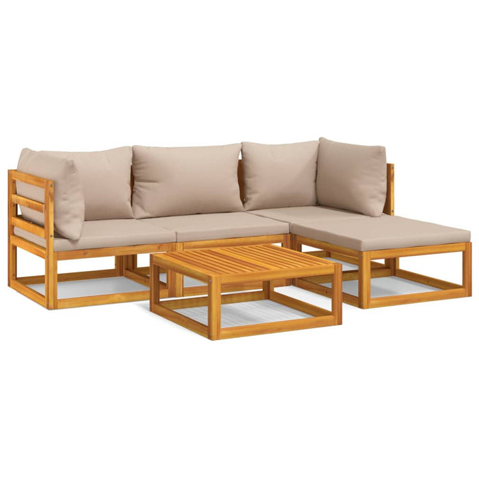 Set mobilier de grădină cu perne gri taupe, 5 piese, lemn masiv WALTI