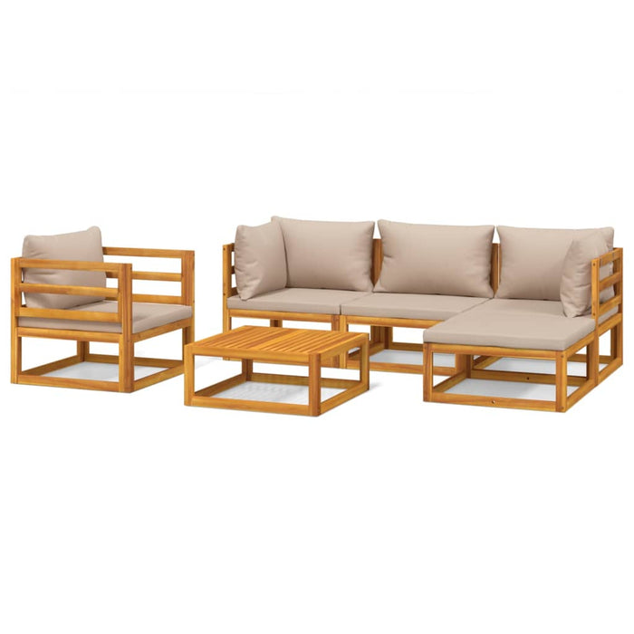 Set mobilier de grădină cu perne gri taupe, 6 piese, lemn masiv WALTI