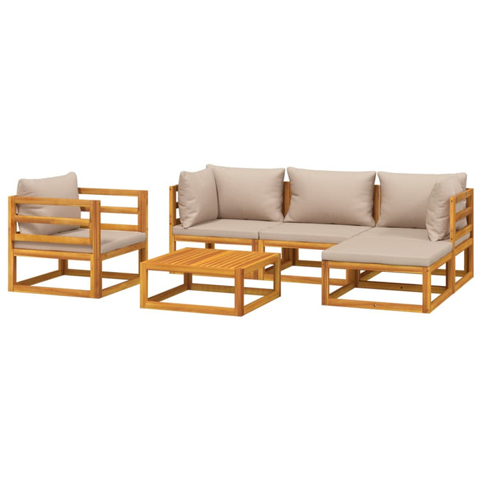 Set mobilier de grădină cu perne gri taupe, 6 piese, lemn masiv WALTI