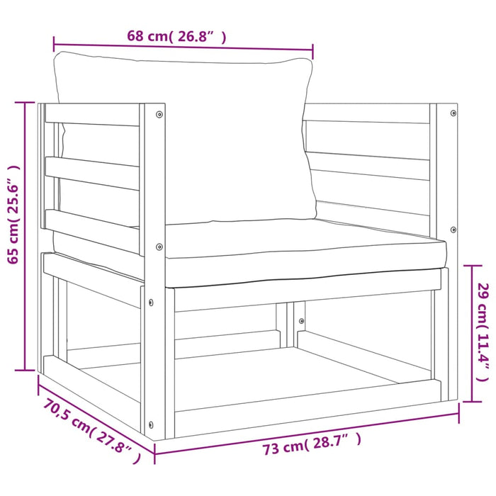 Set mobilier de grădină cu perne gri taupe, 6 piese, lemn masiv WALTI