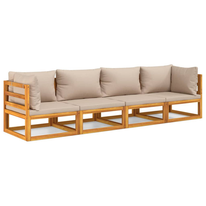 Set mobilier de grădină cu perne gri taupe, 4 piese, lemn masiv WALTI