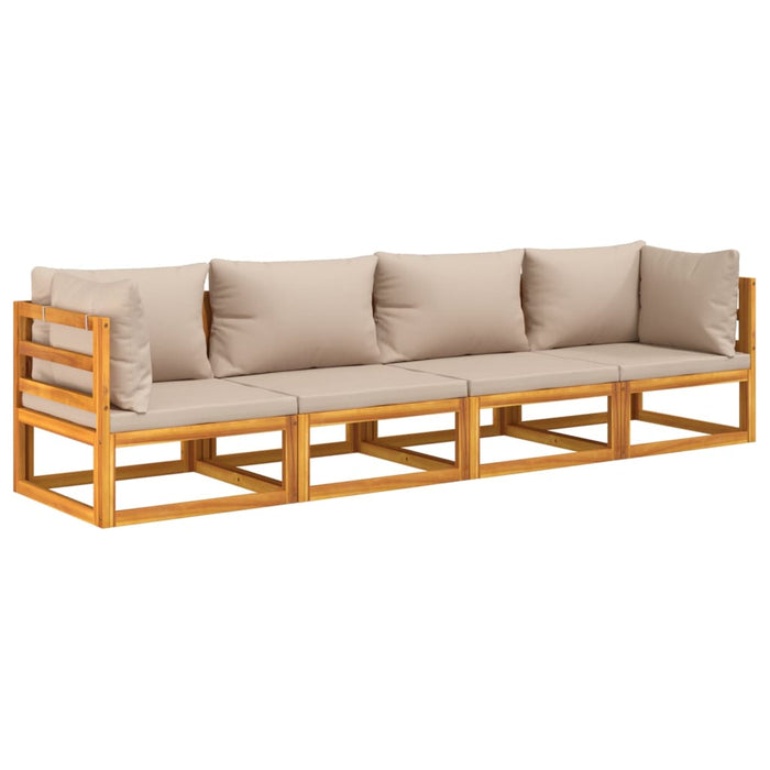 Set mobilier de grădină cu perne gri taupe, 4 piese, lemn masiv WALTI
