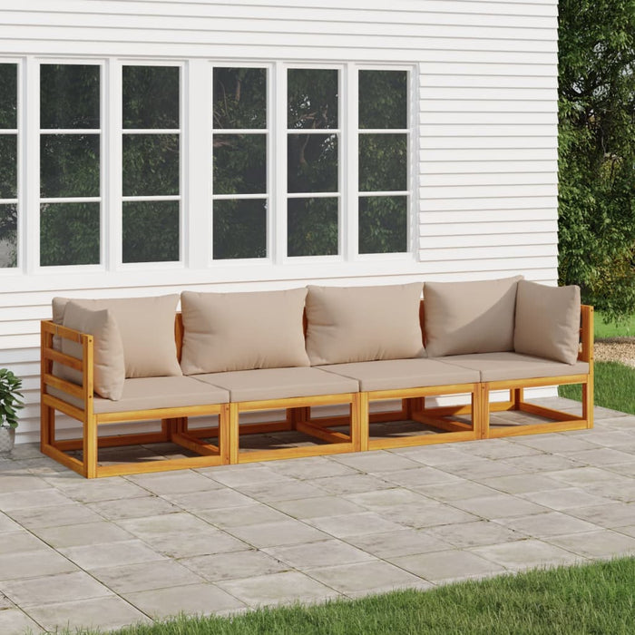 Set mobilier de grădină cu perne gri taupe, 4 piese, lemn masiv WALTI
