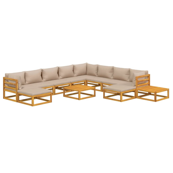Set mobilier de grădină cu perne gri taupe 12 piese, lemn masiv WALTI