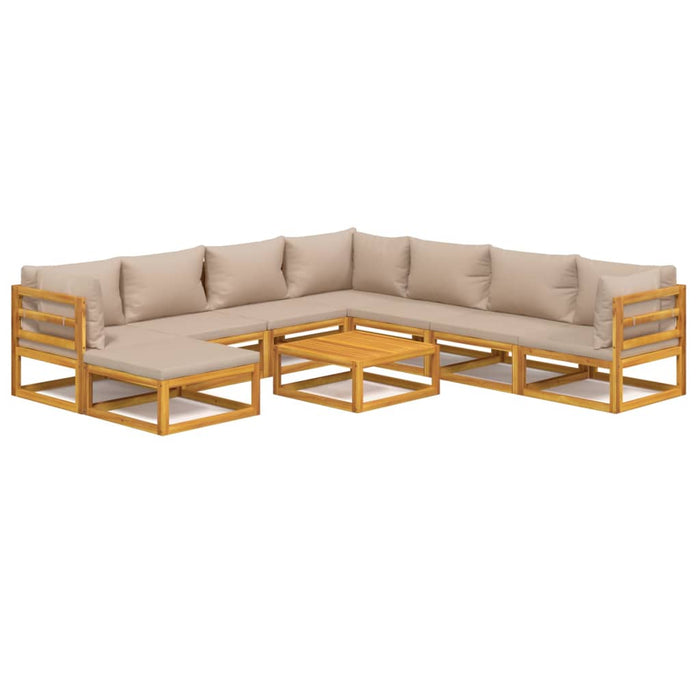 Set mobilier de grădină cu perne gri taupe, 9 piese, lemn masiv WALTI
