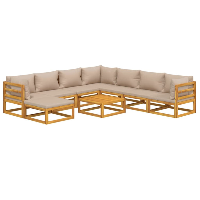 Set mobilier de grădină cu perne gri taupe, 9 piese, lemn masiv WALTI