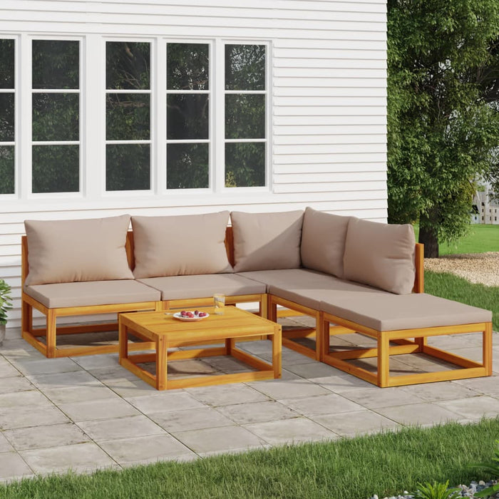 Set mobilier de grădină cu perne gri taupe, 6 piese, lemn masiv WALTI