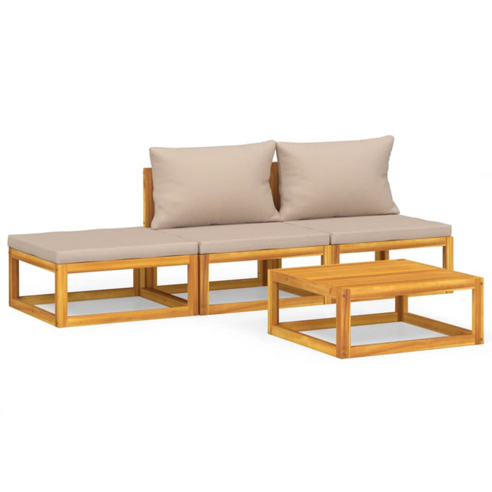 Set mobilier de grădină cu perne gri taupe, 4 piese, lemn masiv WALTI