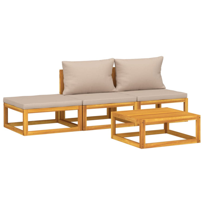 Set mobilier de grădină cu perne gri taupe, 4 piese, lemn masiv WALTI