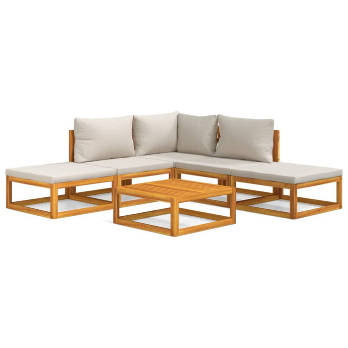 Set mobilier grădină, perne gri deschis, 6 piese, lemn masiv - WALTI WALTI