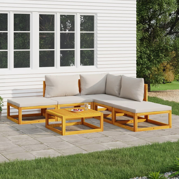 Set mobilier grădină, perne gri deschis, 6 piese, lemn masiv - WALTI WALTI