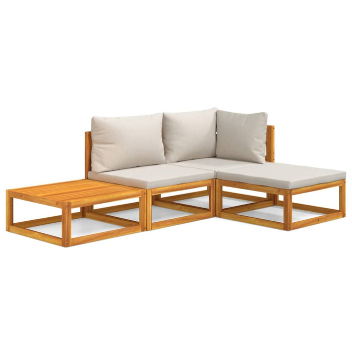Set mobilier grădină, perne gri deschis, 4 piese, lemn masiv WALTI