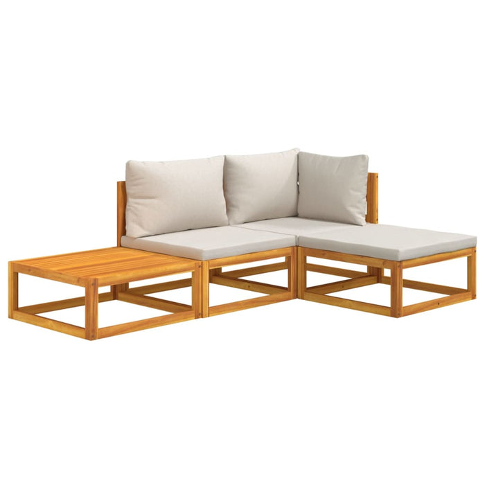 Set mobilier grădină, perne gri deschis, 4 piese, lemn masiv WALTI