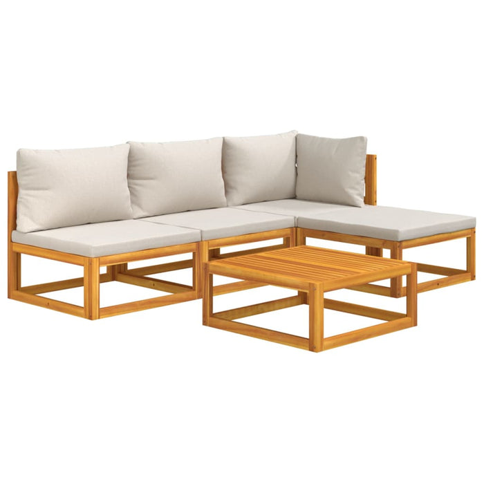 Set mobilier grădină, perne gri deschis, 5 piese, lemn masiv WALTI