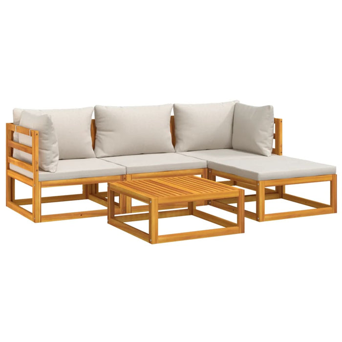 Set mobilier grădină, perne gri deschis, 5 piese, lemn masiv - WALTI WALTI