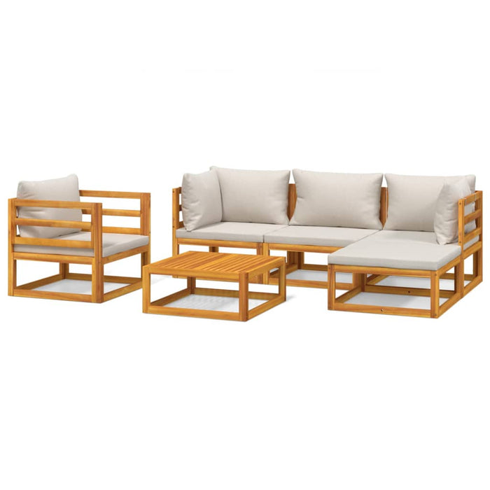 Set mobilier grădină, perne gri deschis, 6 piese, lemn masiv - WALTI WALTI
