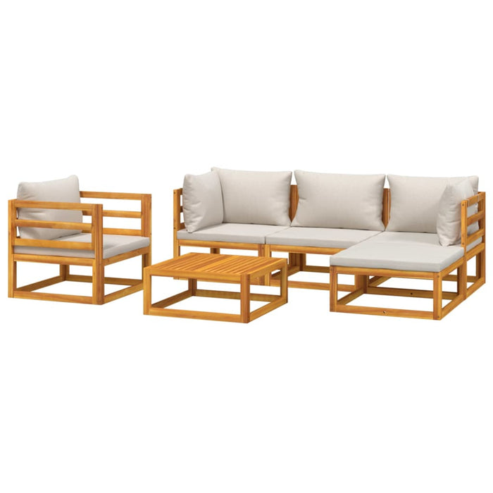 Set mobilier grădină, perne gri deschis, 6 piese, lemn masiv - WALTI WALTI