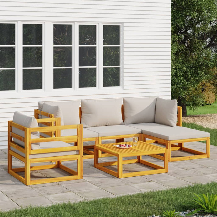 Set mobilier grădină, perne gri deschis, 6 piese, lemn masiv - WALTI WALTI