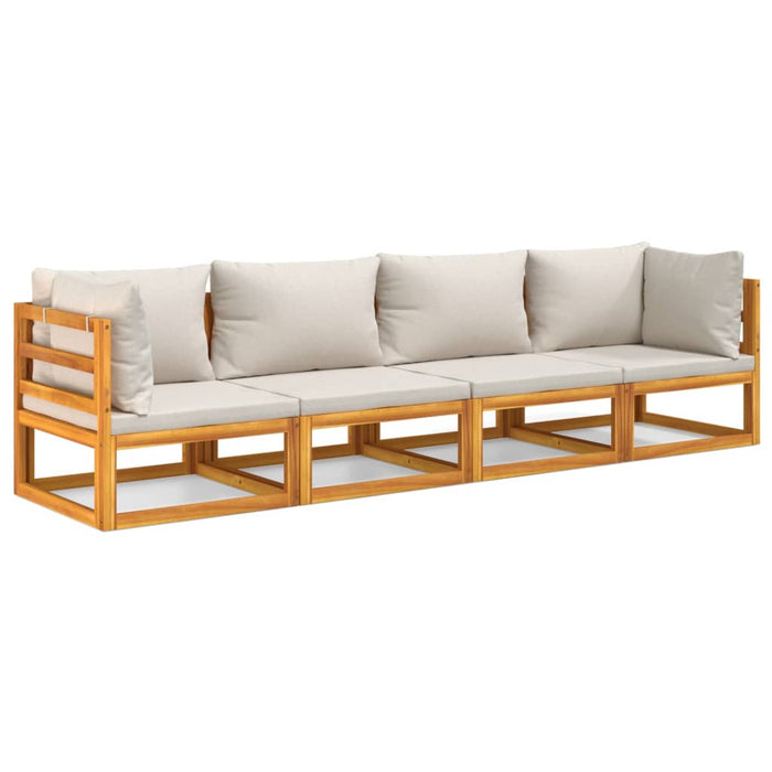Set mobilier grădină, perne gri deschis, 4 piese, lemn masiv - WALTI WALTI