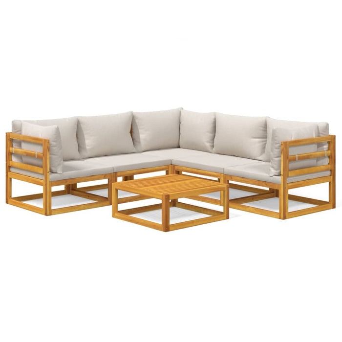 Set mobilier grădină, perne gri deschis, 6 piese, lemn masiv - WALTI WALTI