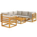 Set mobilier grădină, perne gri deschis, 7 piese, lemn masiv - WALTI WALTI