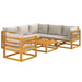 Set mobilier grădină, perne gri deschis, 7 piese, lemn masiv - WALTI WALTI