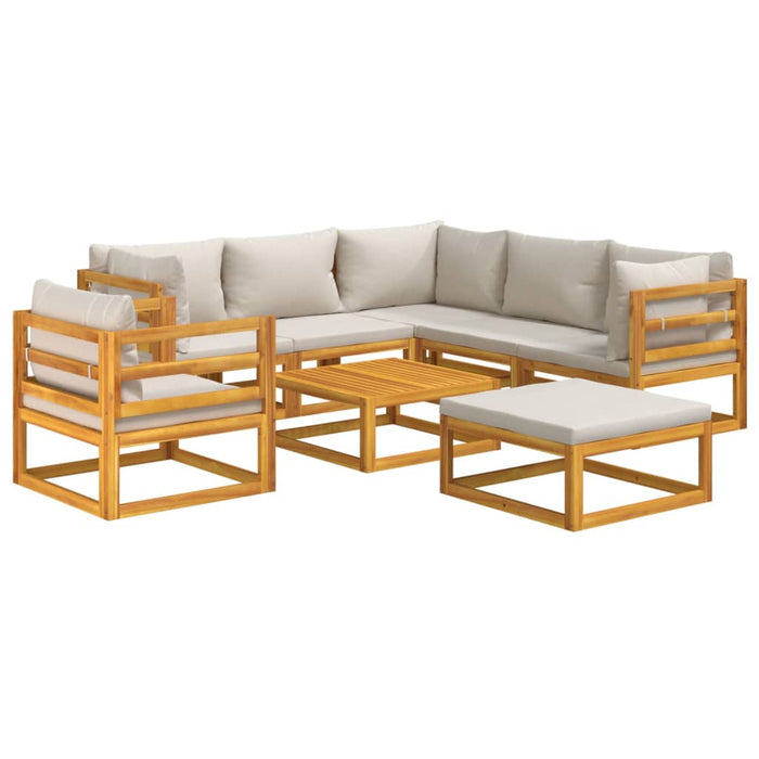 Set mobilier grădină cu perne gri deschis, 8 piese, lemn masiv - WALTI WALTI