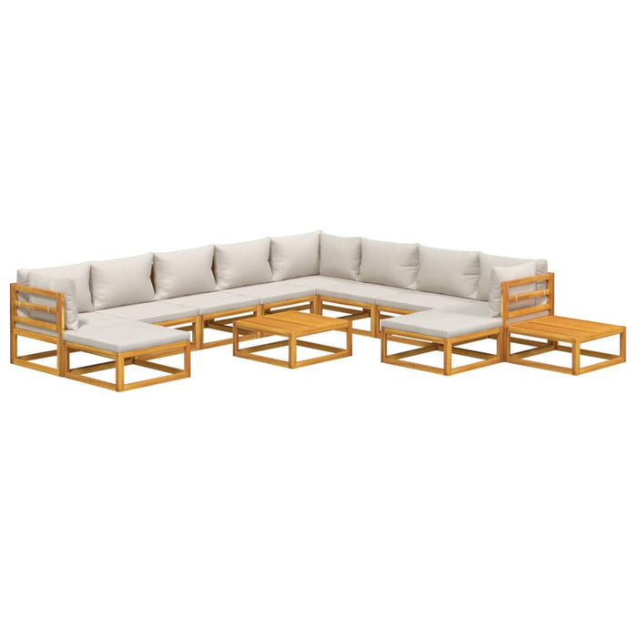 Set mobilier grădină cu perne gri deschis, 12 piese, lemn tec - WALTI WALTI