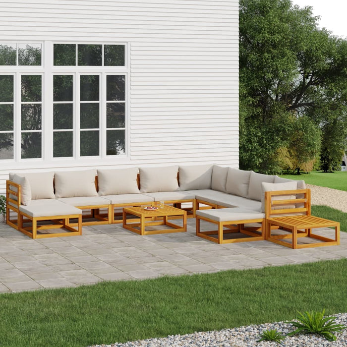 Set mobilier grădină cu perne gri deschis, 12 piese, lemn tec - WALTI WALTI