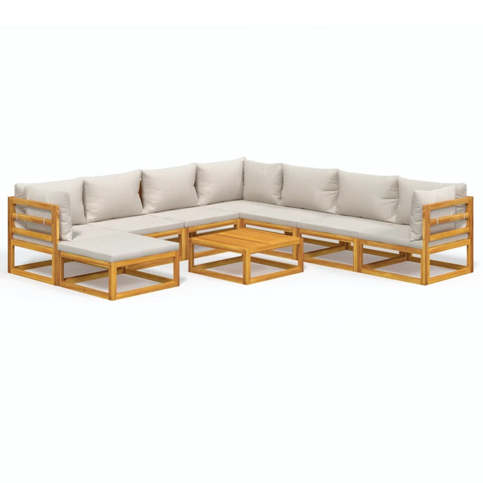 Set mobilier grădină cu perne gri deschis, 9 piese, lemn pin - WALTI WALTI