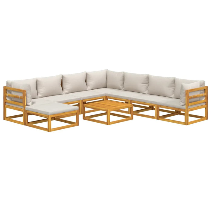Set mobilier grădină cu perne gri deschis, 9 piese, lemn pin - WALTI WALTI