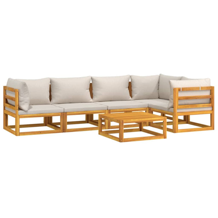 Set mobilier grădină, perne gri deschis, 6 piese, lemn masiv - WALTI WALTI