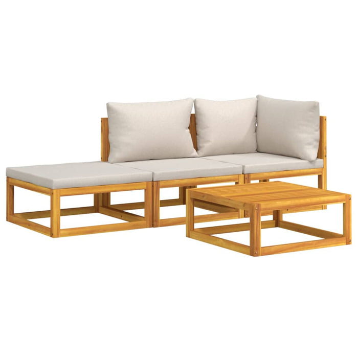 Set mobilier grădină, perne gri deschis, 4 piese, lemn masiv - WALTI WALTI