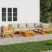 Set mobilier grădină, perne gri deschis, 7 piese, lemn masiv - WALTI WALTI