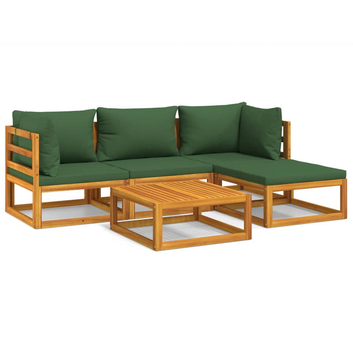 Set mobilier de grădină cu perne verzi, 5 piese, lemn masiv - WALTI WALTI