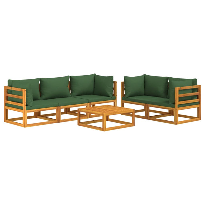 Set mobilier de grădină cu perne verzi, 6 piese, lemn masiv WALTI