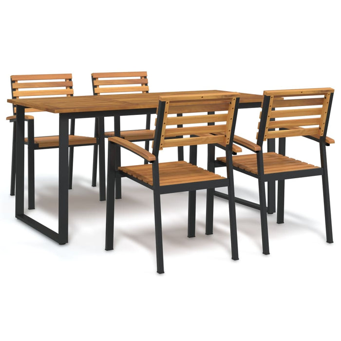 Set mobilier de grădină, 5 piese, lemn masiv de acacia și metal - WALTI WALTI