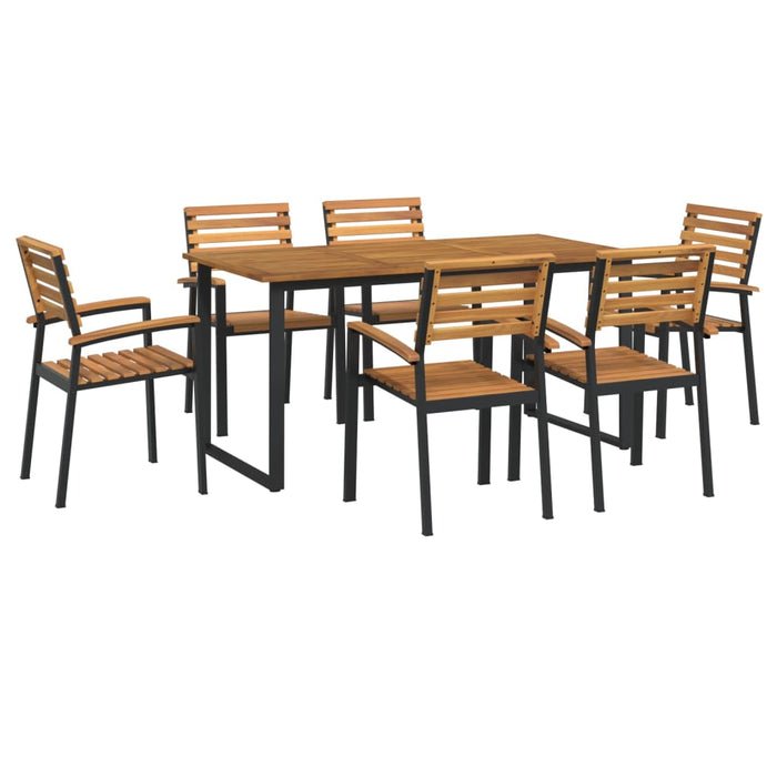 Set mobilier de grădină, 7 piese, lemn masiv de acacia și metal - WALTI WALTI