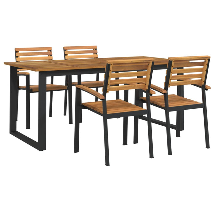 Set mobilier de grădină, 5 piese, lemn masiv de acacia și metal - WALTI WALTI