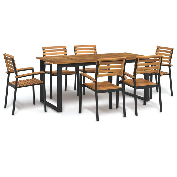 Set mobilier de grădină, 7 piese, lemn masiv de acacia și metal - WALTI WALTI
