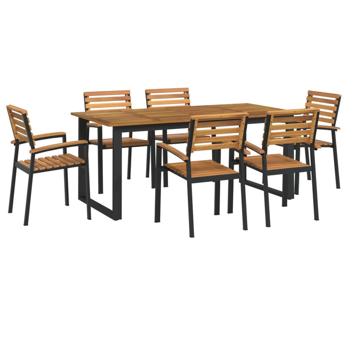 Set mobilier de grădină, 7 piese, lemn masiv de acacia și metal - WALTI WALTI