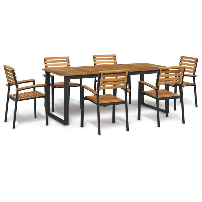 Set mobilier de grădină, 7 piese, lemn masiv de acacia și metal - WALTI WALTI